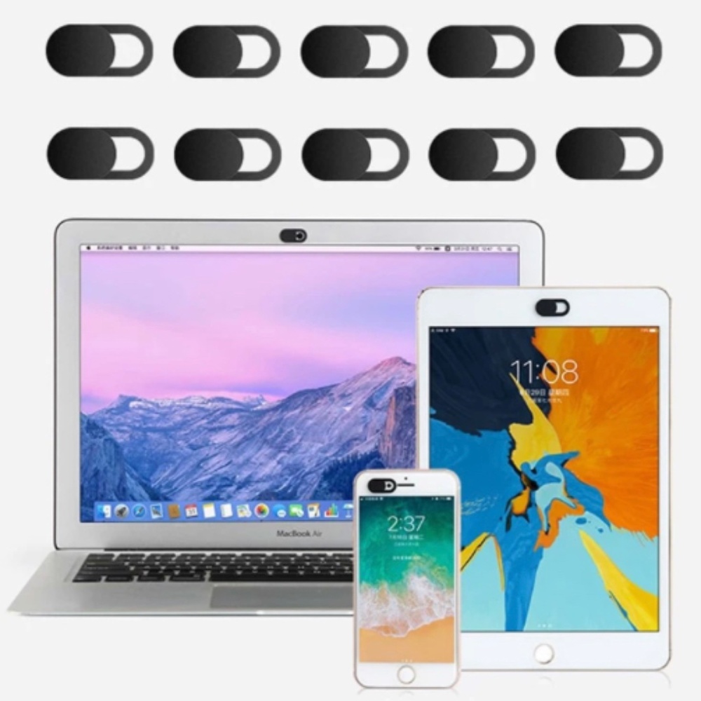 Set of 10 Black Webcam Privacy Shield Cover